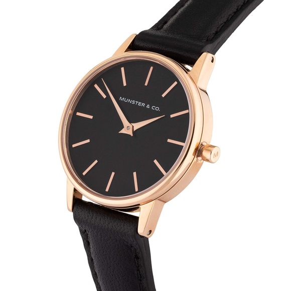 Black Munster & co leather watch with white face - Picture 2 of 2